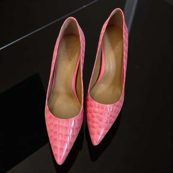 Naturalizer Anna Women's Heels Flamingo Pink Croco Leather Size 8 - Picture 2 of 7